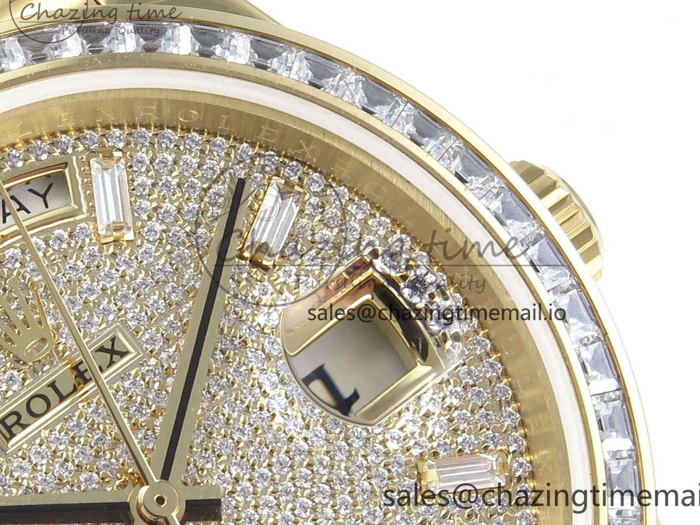 MiroTime 0314 DayDate 40 YG QF 1:1 Best Edition Pink Diamonds Dial Diamonds Bezel on President Bracelet A2836 V5 (Gain Weight) ZipUp 488